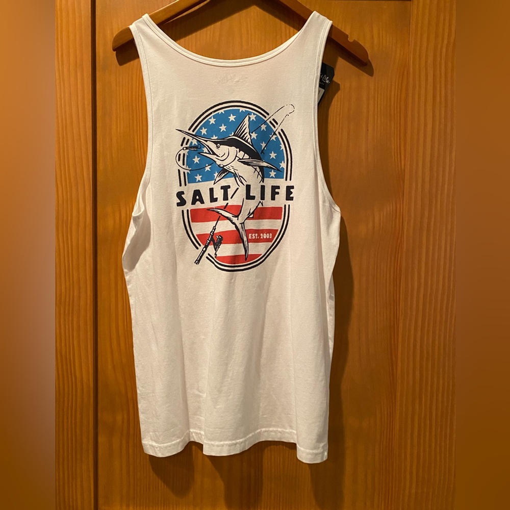 Salt Life Men’s White Marlin Tank Top NWT Size S
